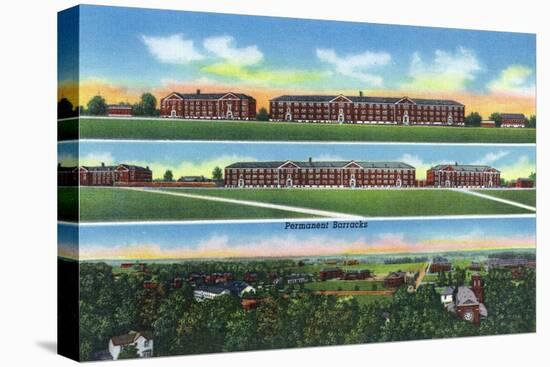 Fort Knox, Kentucky, Panoramic and Aerial View of the Barracks-Lantern Press-Stretched Canvas