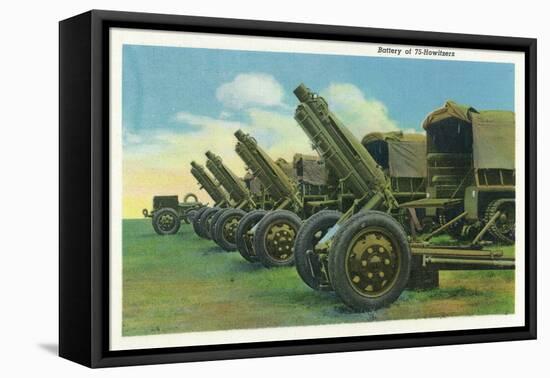 Fort Knox, Kentucky, View of a Battery of 75-Howitzers-Lantern Press-Framed Stretched Canvas