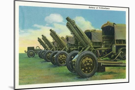 Fort Knox, Kentucky, View of a Battery of 75-Howitzers-Lantern Press-Mounted Art Print