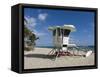 Fort Lauderdale Beach and Life Guard Shack, Fort Lauderdale, Florida-Walter Bibikow-Framed Stretched Canvas