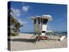 Fort Lauderdale Beach and Life Guard Shack, Fort Lauderdale, Florida-Walter Bibikow-Stretched Canvas