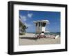 Fort Lauderdale Beach and Life Guard Shack, Fort Lauderdale, Florida-Walter Bibikow-Framed Photographic Print