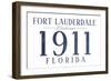 Fort Lauderdale, Florida - Established Date (Blue)-Lantern Press-Framed Art Print