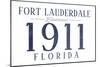 Fort Lauderdale, Florida - Established Date (Blue)-Lantern Press-Mounted Art Print