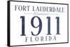 Fort Lauderdale, Florida - Established Date (Blue)-Lantern Press-Framed Stretched Canvas