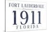 Fort Lauderdale, Florida - Established Date (Blue)-Lantern Press-Stretched Canvas