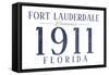 Fort Lauderdale, Florida - Established Date (Blue)-Lantern Press-Framed Stretched Canvas