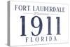 Fort Lauderdale, Florida - Established Date (Blue)-Lantern Press-Stretched Canvas
