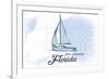 Fort Lauderdale, Florida - Sailboat - Blue - Coastal Icon-Lantern Press-Framed Premium Giclee Print