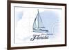 Fort Lauderdale, Florida - Sailboat - Blue - Coastal Icon-Lantern Press-Framed Premium Giclee Print