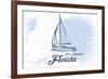 Fort Lauderdale, Florida - Sailboat - Blue - Coastal Icon-Lantern Press-Framed Premium Giclee Print