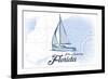 Fort Lauderdale, Florida - Sailboat - Blue - Coastal Icon-Lantern Press-Framed Premium Giclee Print