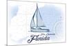 Fort Lauderdale, Florida - Sailboat - Blue - Coastal Icon-Lantern Press-Mounted Premium Giclee Print