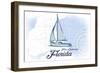 Fort Lauderdale, Florida - Sailboat - Blue - Coastal Icon-Lantern Press-Framed Art Print