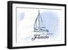 Fort Lauderdale, Florida - Sailboat - Blue - Coastal Icon-Lantern Press-Framed Art Print