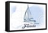 Fort Lauderdale, Florida - Sailboat - Blue - Coastal Icon-Lantern Press-Framed Stretched Canvas
