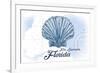 Fort Lauderdale, Florida - Scallop Shell - Blue - Coastal Icon-Lantern Press-Framed Art Print