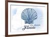 Fort Lauderdale, Florida - Scallop Shell - Blue - Coastal Icon-Lantern Press-Framed Art Print