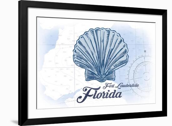 Fort Lauderdale, Florida - Scallop Shell - Blue - Coastal Icon-Lantern Press-Framed Art Print