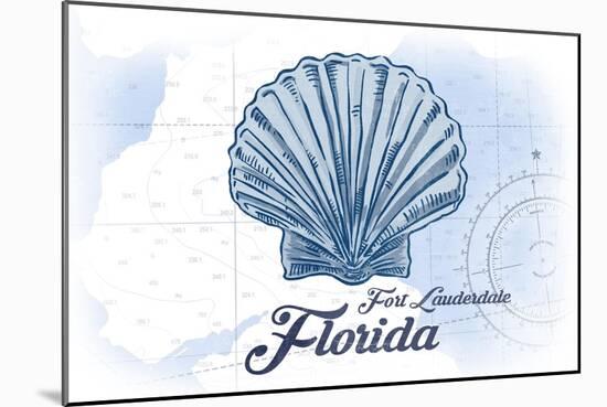Fort Lauderdale, Florida - Scallop Shell - Blue - Coastal Icon-Lantern Press-Mounted Art Print