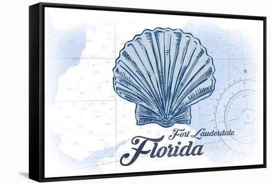 Fort Lauderdale, Florida - Scallop Shell - Blue - Coastal Icon-Lantern Press-Framed Stretched Canvas