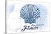 Fort Lauderdale, Florida - Scallop Shell - Blue - Coastal Icon-Lantern Press-Stretched Canvas