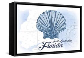 Fort Lauderdale, Florida - Scallop Shell - Blue - Coastal Icon-Lantern Press-Framed Stretched Canvas