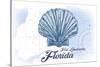 Fort Lauderdale, Florida - Scallop Shell - Blue - Coastal Icon-Lantern Press-Stretched Canvas