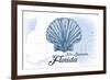 Fort Lauderdale, Florida - Scallop Shell - Blue - Coastal Icon-Lantern Press-Framed Premium Giclee Print
