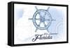 Fort Lauderdale, Florida - Ship Wheel - Blue - Coastal Icon-Lantern Press-Framed Stretched Canvas