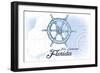 Fort Lauderdale, Florida - Ship Wheel - Blue - Coastal Icon-Lantern Press-Framed Art Print