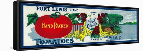 Fort Lewis Tomato Label - Roanoke, VA-Lantern Press-Framed Stretched Canvas