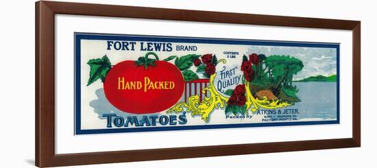 Fort Lewis Tomato Label - Roanoke, VA-Lantern Press-Framed Art Print