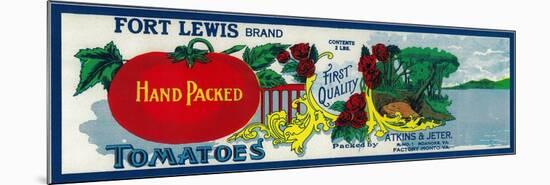 Fort Lewis Tomato Label - Roanoke, VA-Lantern Press-Mounted Art Print