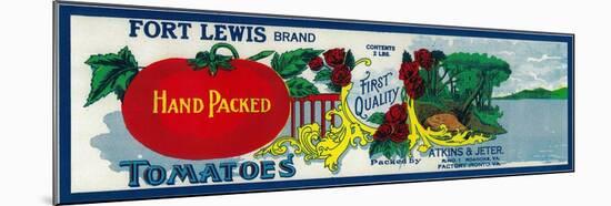 Fort Lewis Tomato Label - Roanoke, VA-Lantern Press-Mounted Art Print