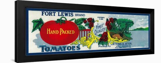 Fort Lewis Tomato Label - Roanoke, VA-Lantern Press-Framed Art Print
