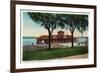 Fort Madison, Iowa - Exterior View of the Santa Fe Train Depot-Lantern Press-Framed Art Print