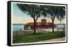 Fort Madison, Iowa - Exterior View of the Santa Fe Train Depot-Lantern Press-Framed Stretched Canvas