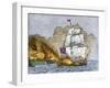 Fort McHenry and Baltimore under British Naval Artillery Attack, 1814-null-Framed Giclee Print