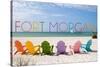 Fort Morgan, Alabama - Colorful Beach Chairs-Lantern Press-Stretched Canvas