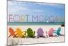 Fort Morgan, Alabama - Colorful Beach Chairs-Lantern Press-Mounted Art Print
