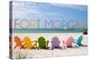 Fort Morgan, Alabama - Colorful Beach Chairs-Lantern Press-Stretched Canvas