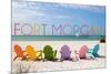 Fort Morgan, Alabama - Colorful Beach Chairs-Lantern Press-Mounted Art Print