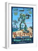 Fort Myers, Florida - Fort Myers vs. Atlantean Invaders-Lantern Press-Framed Art Print