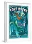 Fort Myers, Florida - Live Mermaids-Lantern Press-Framed Art Print