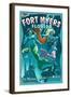 Fort Myers, Florida - Live Mermaids-Lantern Press-Framed Art Print