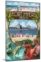 Fort Myers, Florida - Montage Scenes-Lantern Press-Mounted Art Print