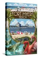 Fort Myers, Florida - Montage Scenes-Lantern Press-Stretched Canvas