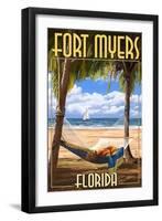 Fort Myers, Florida - Palms and Hammock-Lantern Press-Framed Art Print