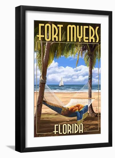 Fort Myers, Florida - Palms and Hammock-Lantern Press-Framed Art Print